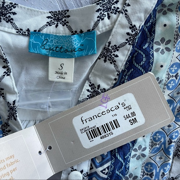 Francesca’s Navy Blue and White Print Mini Dress - Picture 8 of 10